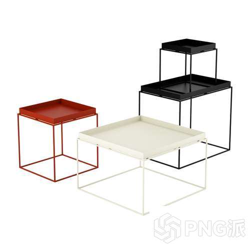 多色几何框架组合边几3D模型 - PNG派