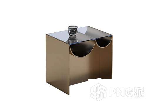 金属框玻璃面方形边几3D模型 - PNG派