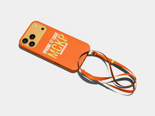 带挂绳iPhone 17 Pro手机壳PS样机模板 - PNG派