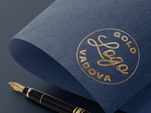 烫金LOGO展示效果PS样机模板 - PNG派