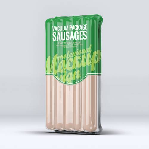 真空包装火腿肠香肠密封包装袋PS样机模板 - PNG派