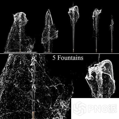 多形态喷泉水流效果3D模型 - PNG派