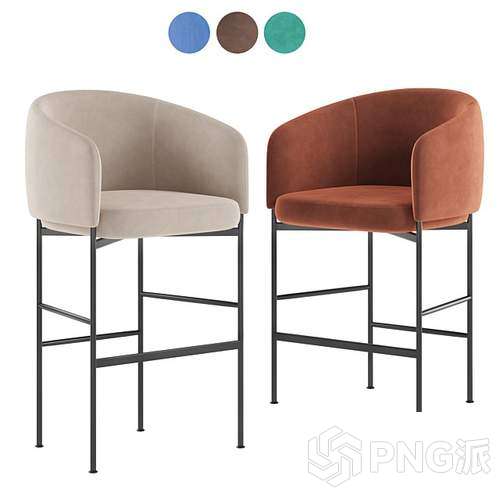 简约复古塑料吧椅3D模型 - PNG派