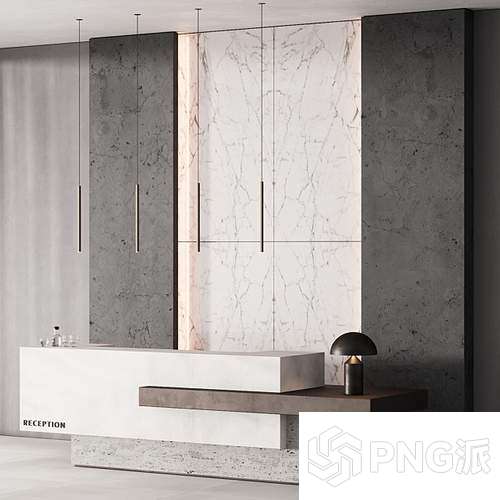大理石拼接极简风接待台3D模型 - PNG派