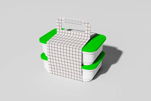 多层便携餐盒PS样机模板 - PNG派