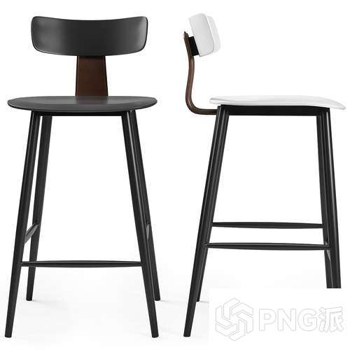 无靠背亚克力工业风吧椅3D模型 - PNG派