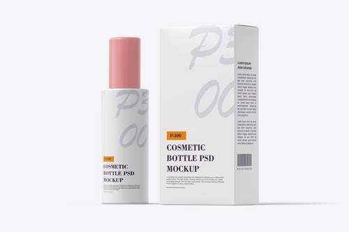 化妆品瓶子包装盒PS样机模板 - PNG派