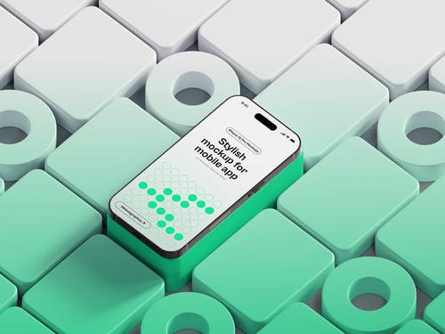 iPhone 15 Pro手机PS样机模板 - PNG派