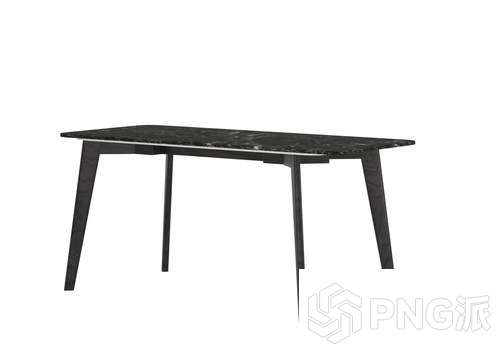 黑色斜腿大理石长桌3D模型 - PNG派