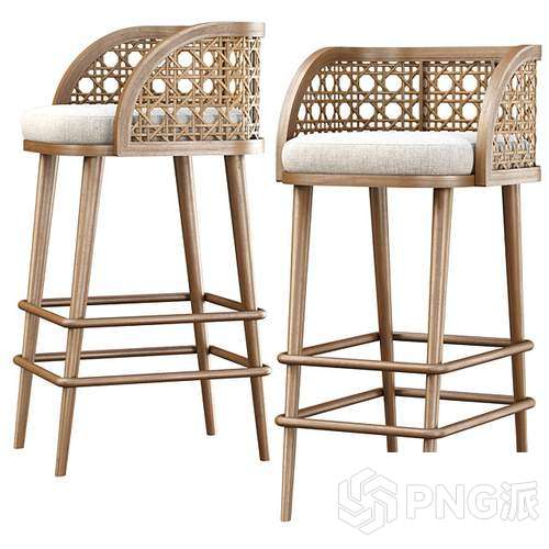 金属现代无靠背吧椅3D模型 - PNG派