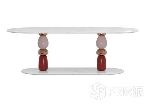 撞色球形腿椭圆桌3D模型 - PNG派