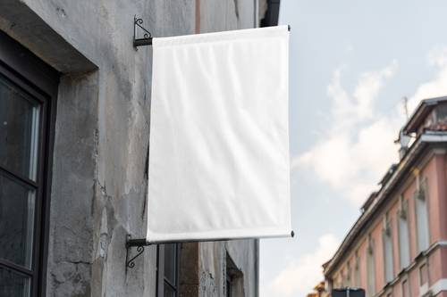 户外悬挂式招牌门头标识PS样机模板 - PNG派