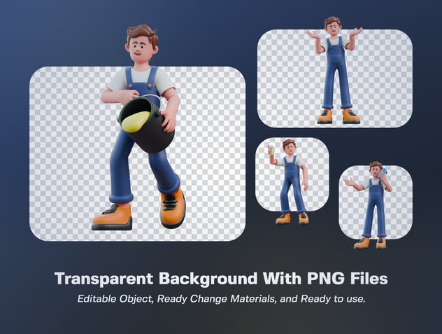 创意角色人物3D插画素材包 - PNG派