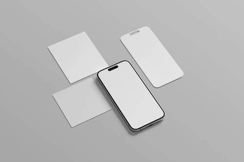 iPhone手机消息框浮动展示PS样机模板 - PNG派