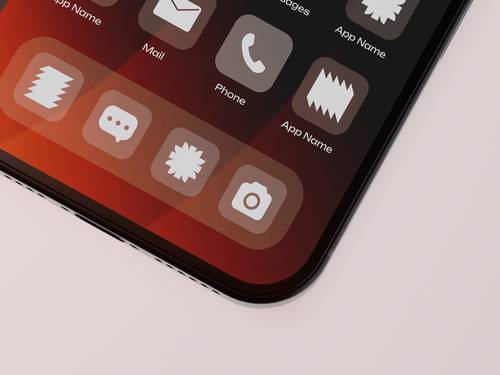 手机屏幕局部特写APP图标展示PS样机模板 - PNG派