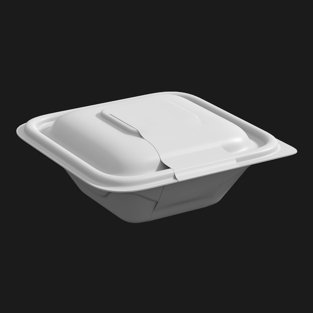 方形食品容器的3D模型 - PNG派