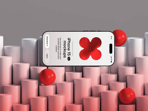 iPhone 15 Pro手机PS样机模板 - PNG派