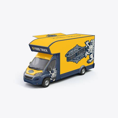 移动快餐车PS样机模板 - PNG派