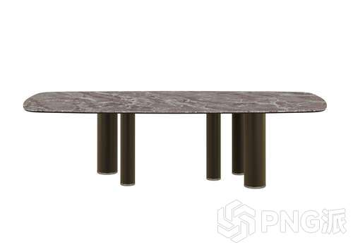 大理石面多柱椭圆桌3D模型 - PNG派