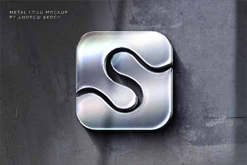 立体金属镀铬LOGO展示PS样机模板 - PNG派