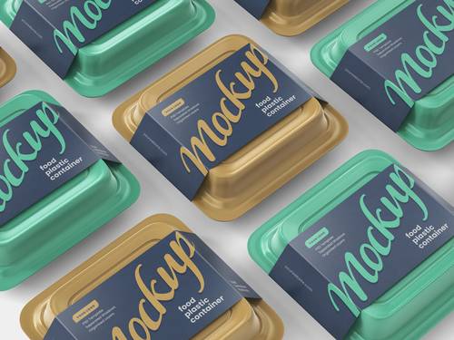 带纸质套筒一次性餐饮包装盒PS样机模板 - PNG派