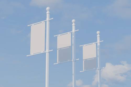 道旗路旗广告展示效果PS样机模板 - PNG派