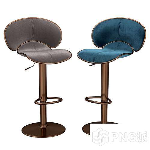 高脚复古铁艺吧椅3D模型 - PNG派