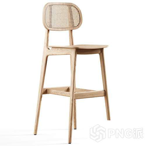 复古绒布工业风吧椅3D模型 - PNG派