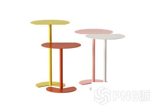 多彩细腿高低组合边几3D模型 - PNG派