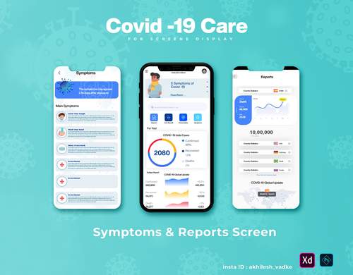 CovidCare病毒追踪应用程序设计挑战UI素材 - PNG派