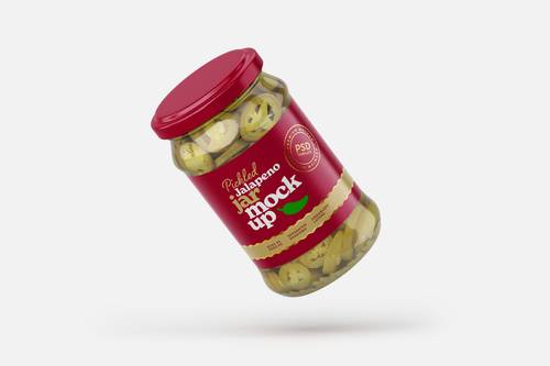 腌制食品辣椒酱玻璃罐包装PS样机模板 - PNG派