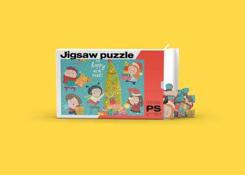 拼图卡片玩具PS样机模板 - PNG派