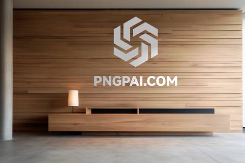 木制背景墙立体LOGO展示PS样机模板 - PNG派