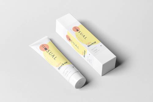 牙膏护手霜软管包装盒PS样机模板 - PNG派