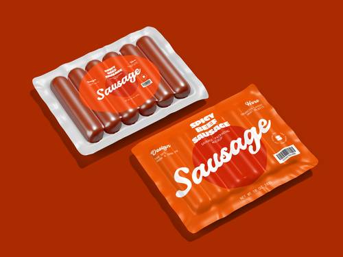 真空台式火腿肠包装PS样机模板 - PNG派