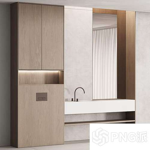 极简浴缸洗手池3D模型 - PNG派