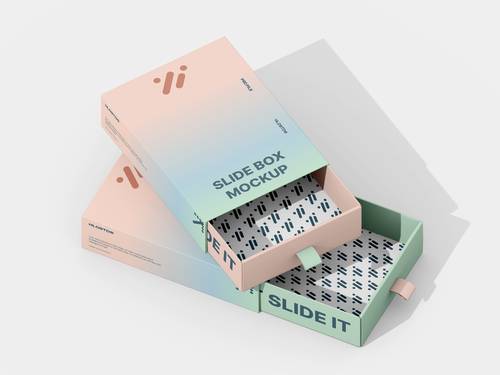 抽拉式包装盒PS样机模板 - PNG派