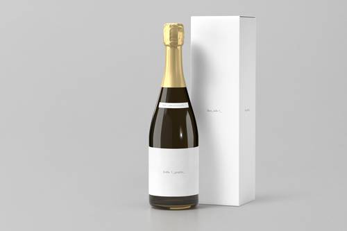 香槟瓶子包装展示PS样机模板 - PNG派