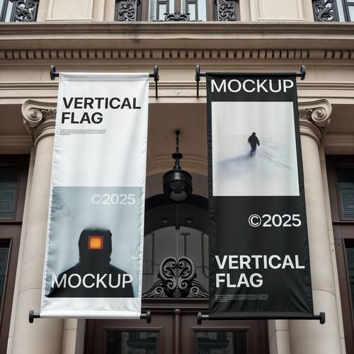 户外道旗PS样机模板 - PNG派