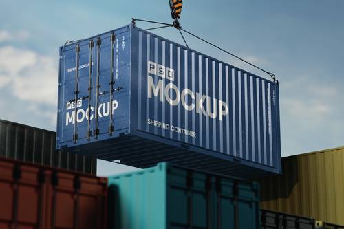带吊车挂钩的集装箱PS样机模板 - PNG派