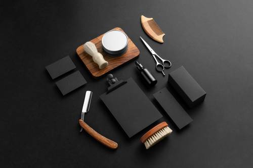 理发店品牌VI样机贴图PS模板 - PNG派