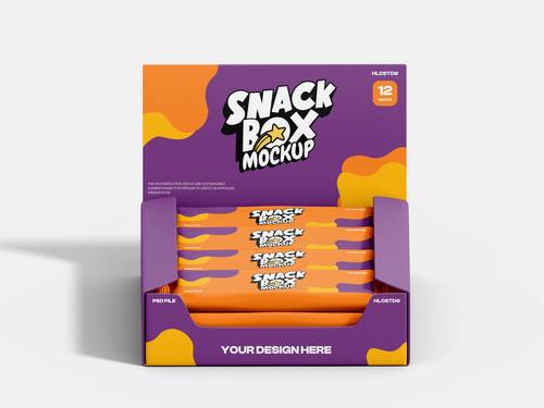 独立长条零食包装整体纸盒PS样机模板 - PNG派