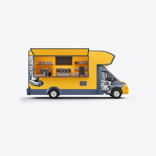 移动快餐车PS样机模板 - PNG派