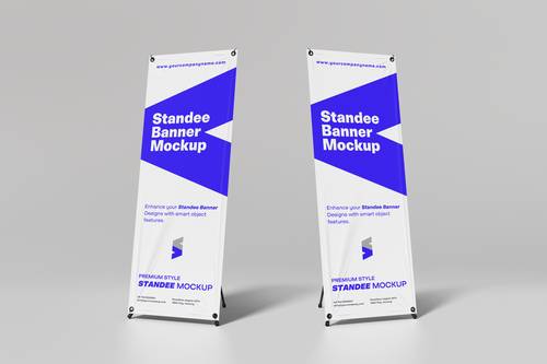 展架易拉宝牌PS样机模板 - PNG派