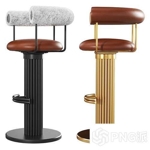 极简亚克力实木吧椅3D模型 - PNG派