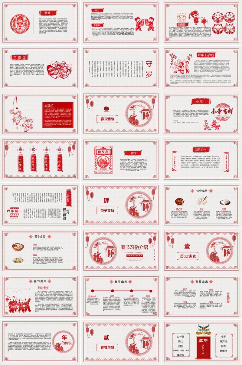 红色喜庆元旦新年除夕通用PPT模板 - PNG派
