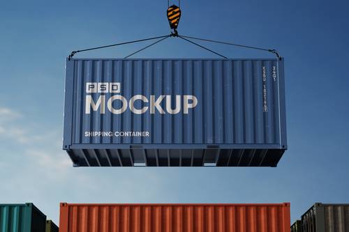 带吊车挂钩的集装箱PS样机模板 - PNG派