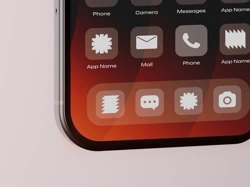 手机屏幕局部特写APP图标展示PS样机模板 - PNG派