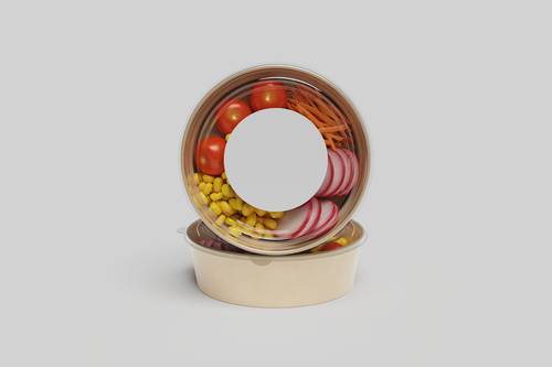 可密封的圆形食品保鲜盒PS样机模板 - PNG派