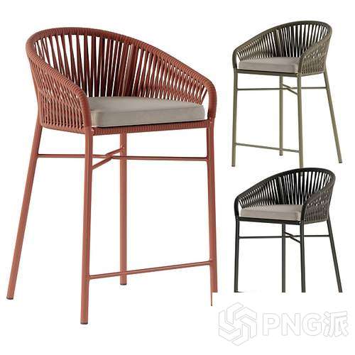 旋转亚克力布艺吧椅3D模型 - PNG派